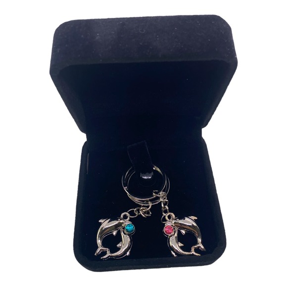His Hers Couples Boyfriend Girlfriend Husband Wife DOLPHINS Key Ring Set - Picture 4 of 5